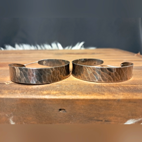 2" Vintage 925 Sterling Silver Hoops - Picture 2 of 5